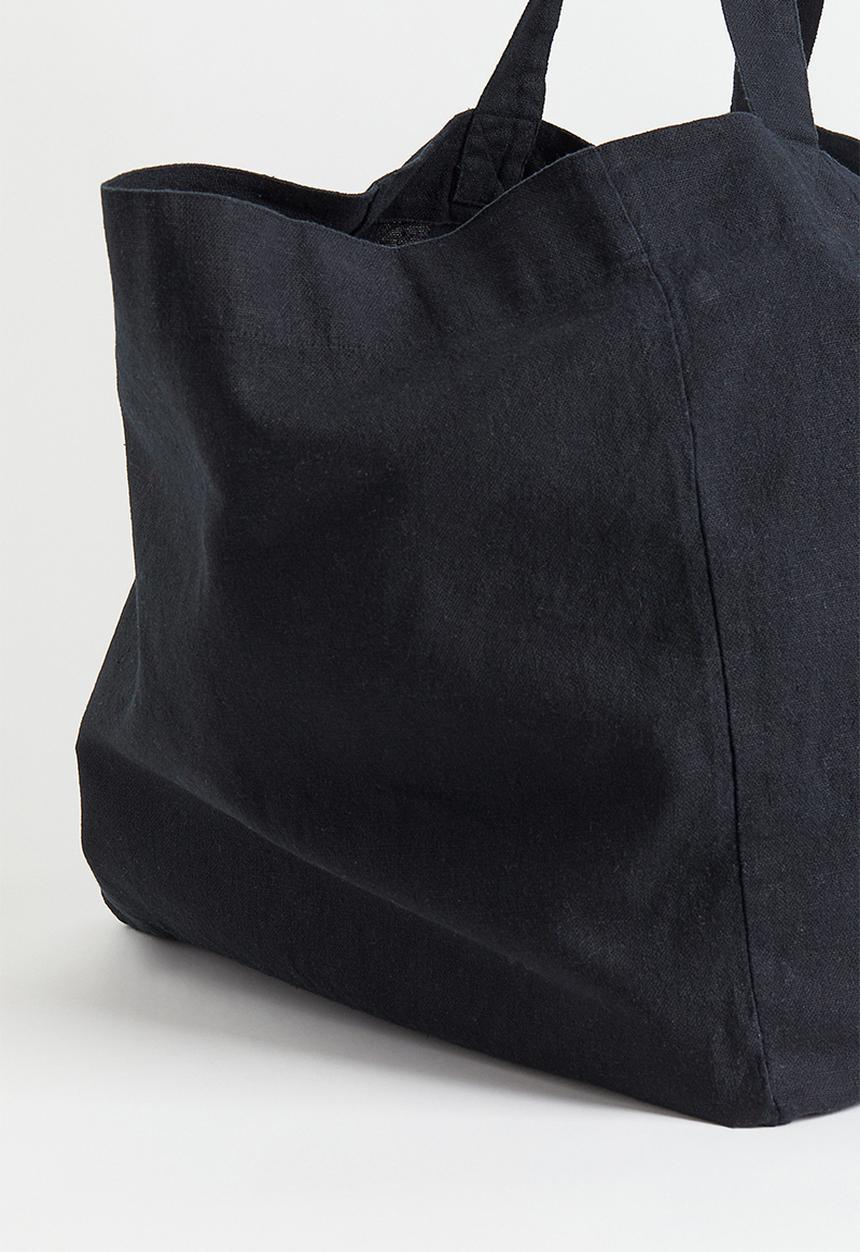 H&M - Linen-blend beach bag - black