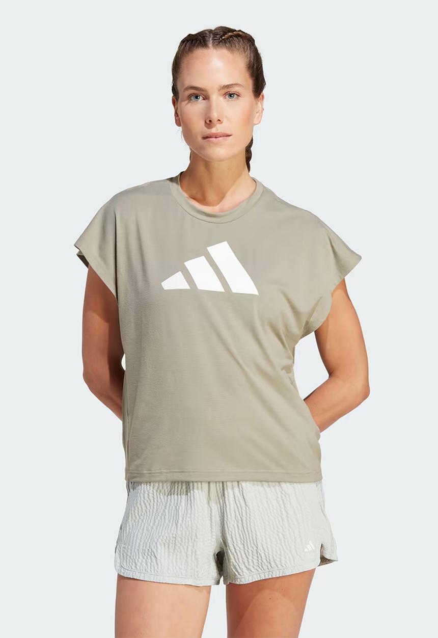 adidas Performance - Ti logo t - silver pebble / white