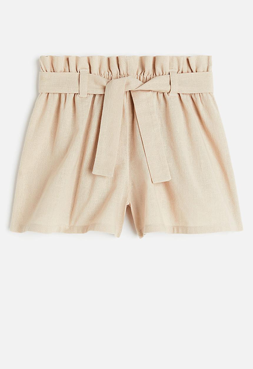 H&M - Linen-blend shorts - light beige 