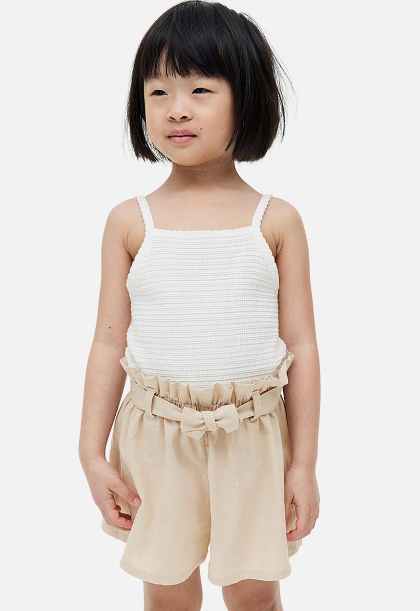H&M - Linen-blend shorts - light beige 