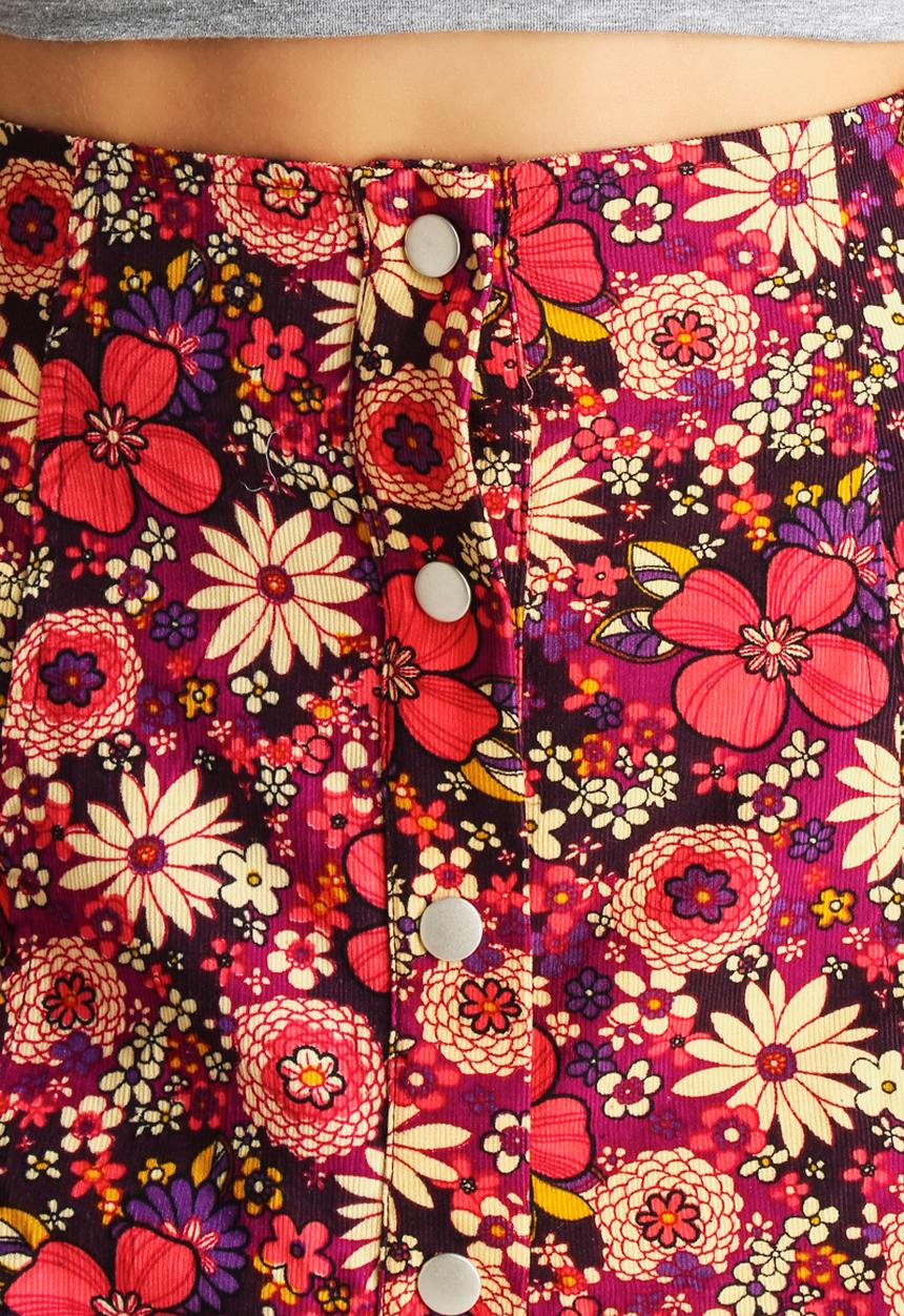 Glamorous - Cord Flower Skirt 