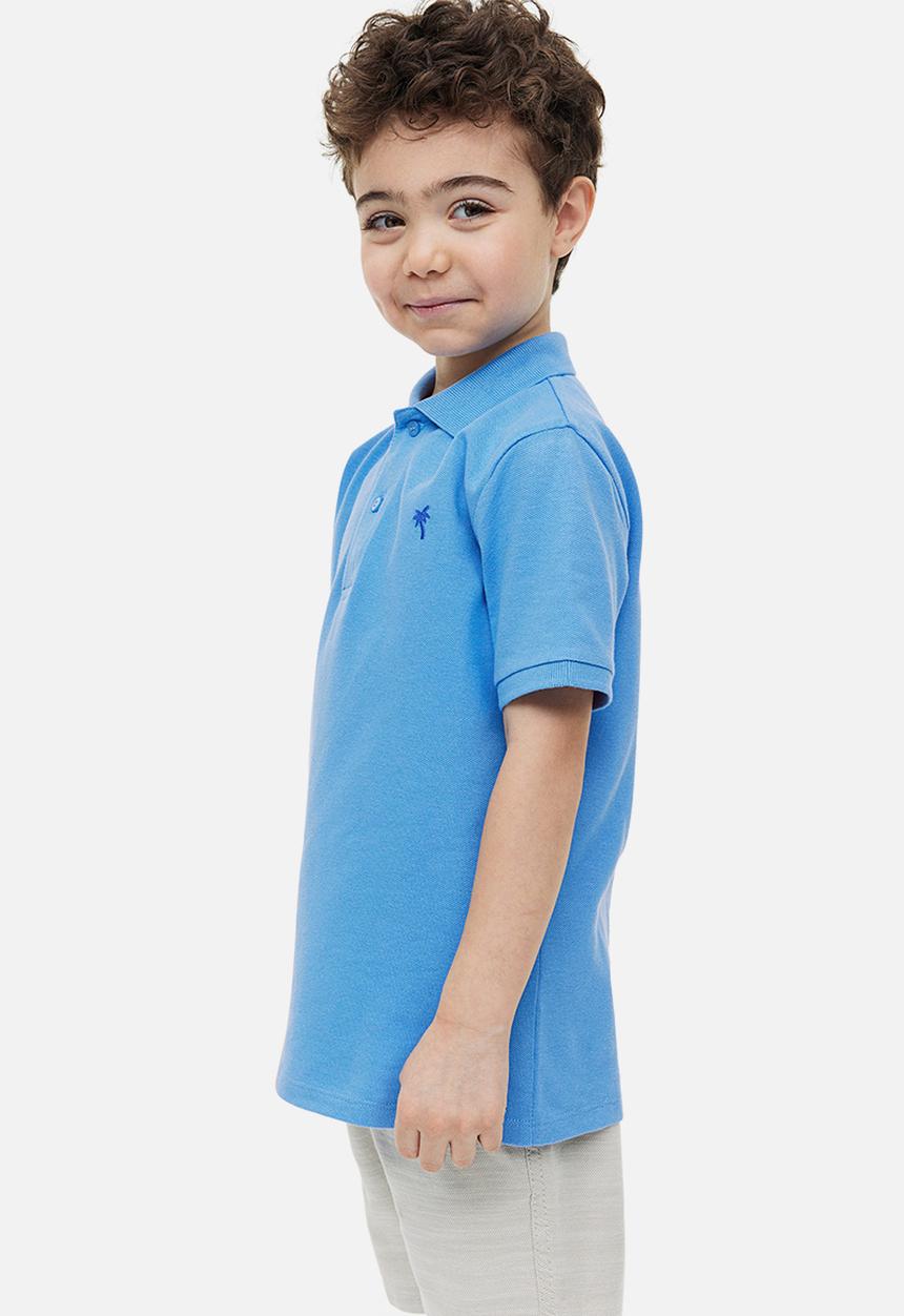 H&M - Cotton piqué polo shirt - light blue 