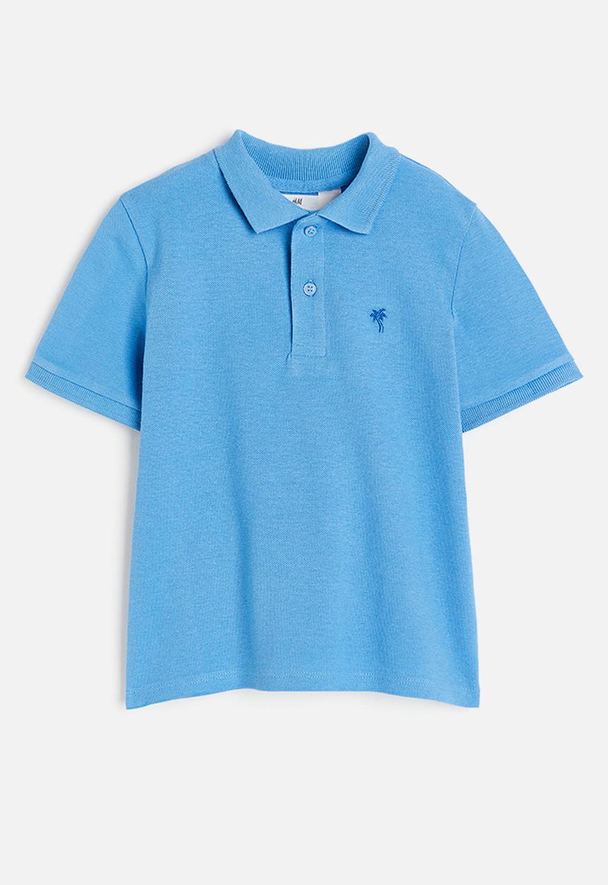 H&M - Cotton piqué polo shirt - light blue 