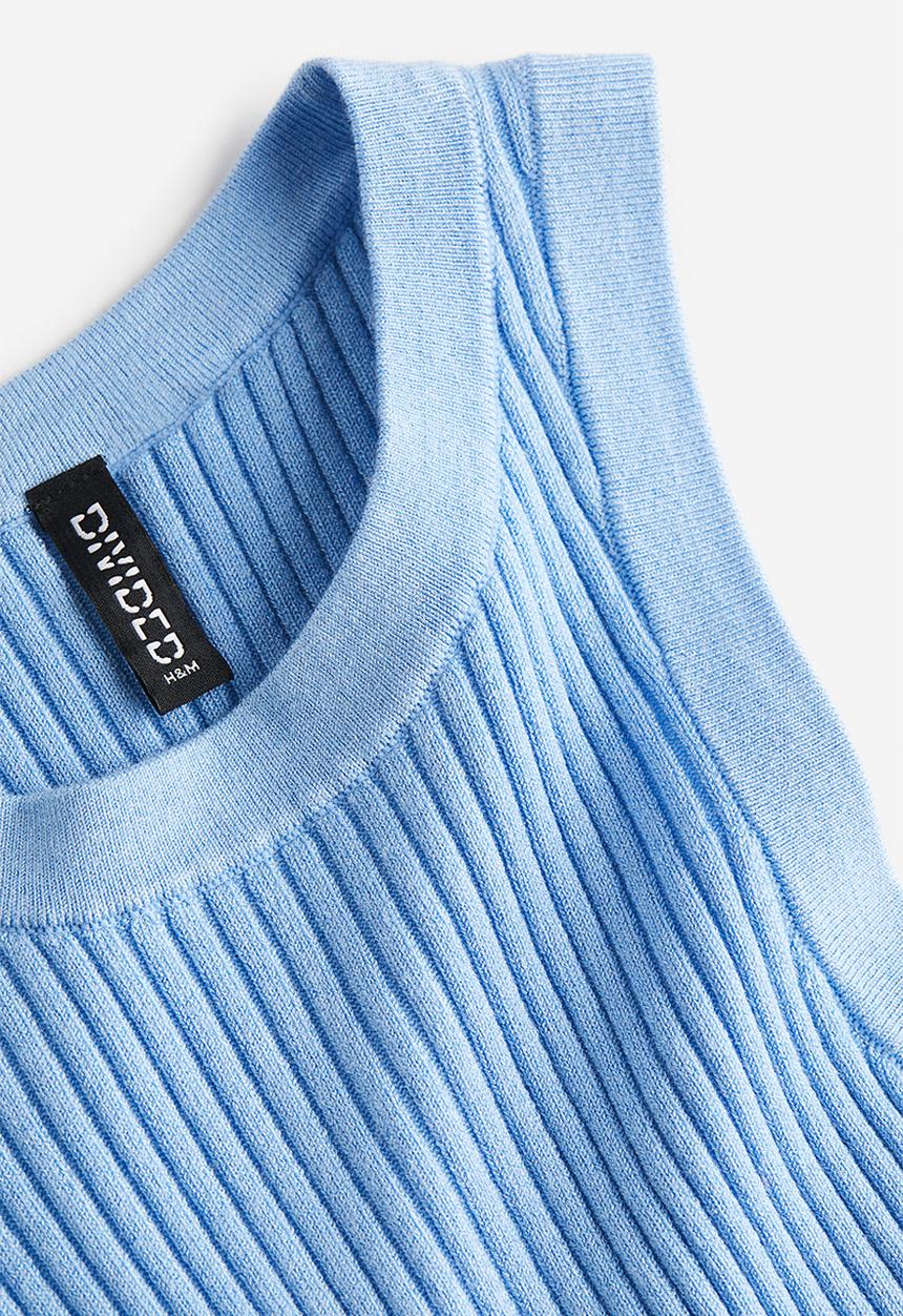 H&M - Rib-knit vest top - light blue 
