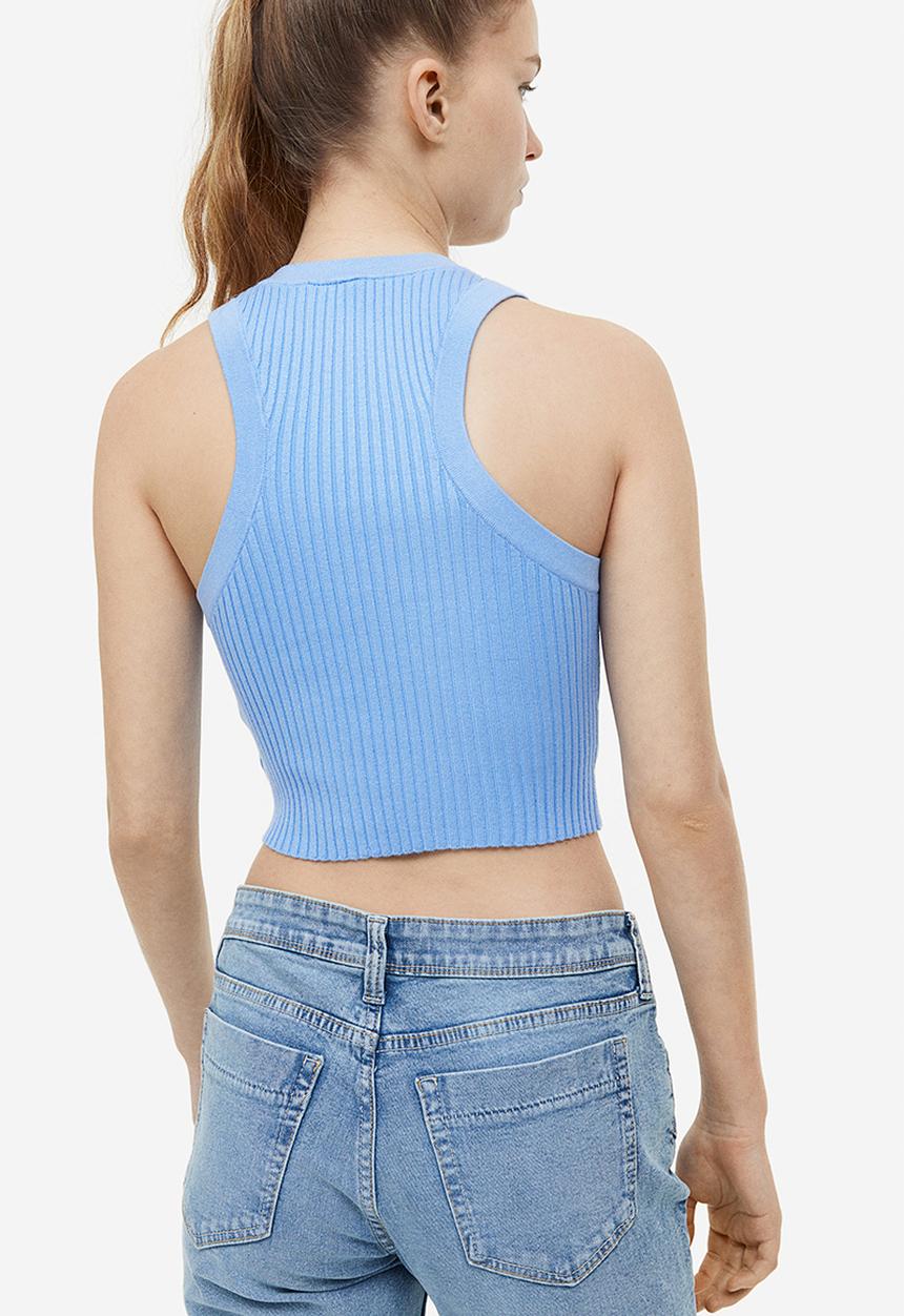 H&M - Rib-knit vest top - light blue 