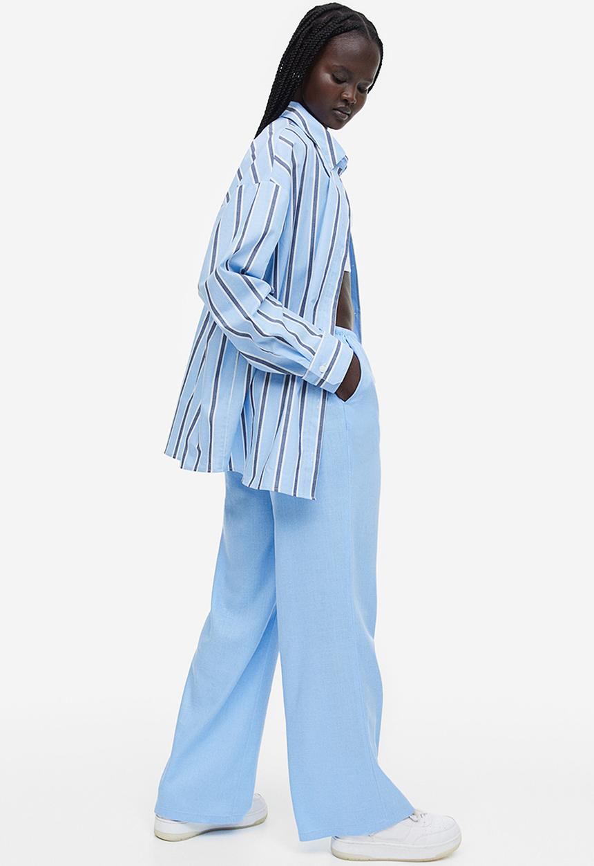 H&M - Wide trousers - light blue 