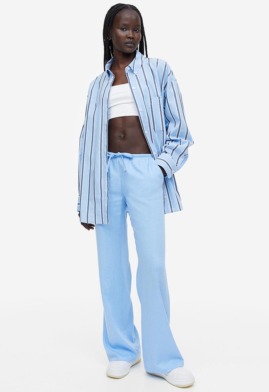 H&M - Wide trousers - light blue 