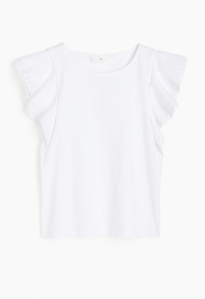H&M - Flutter-sleeve jersey top - white