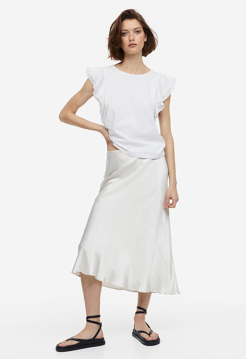 H&M - Flutter-sleeve jersey top - white
