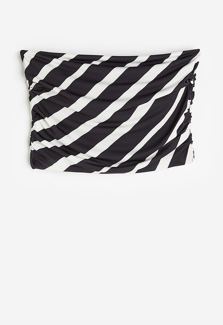 H&M - Draped tube top - black striped 