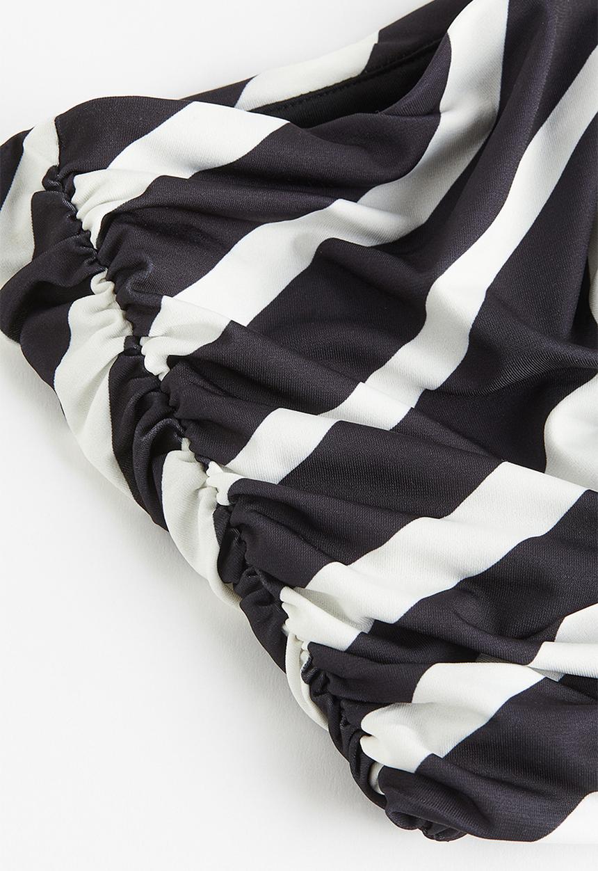 H&M - Draped tube top - black striped 