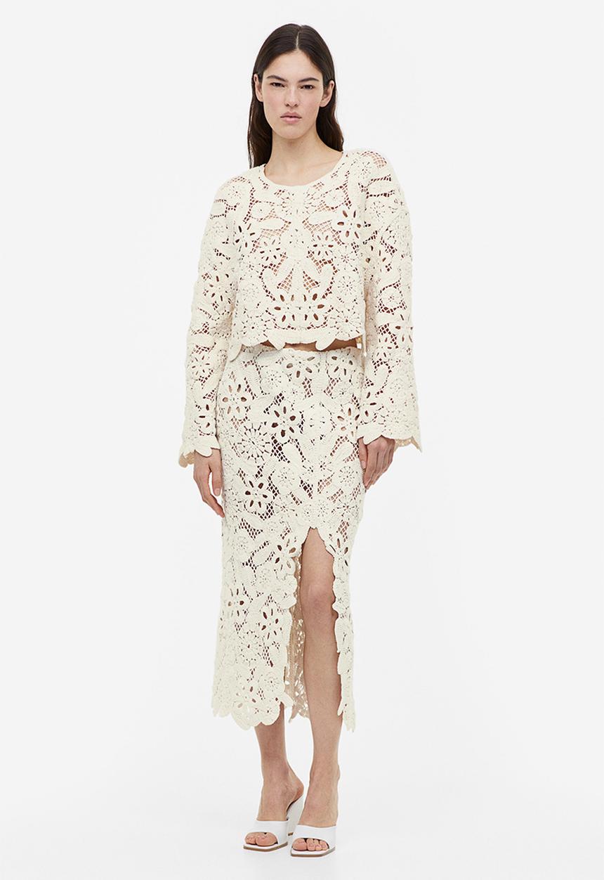 H&M - Crochet-look jumper - cream 