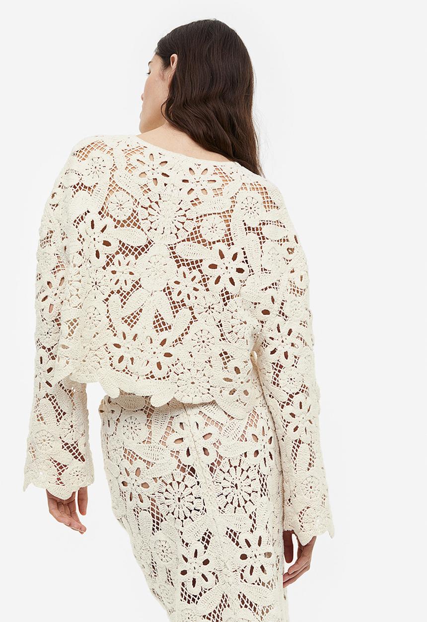 H&M - Crochet-look jumper - cream 
