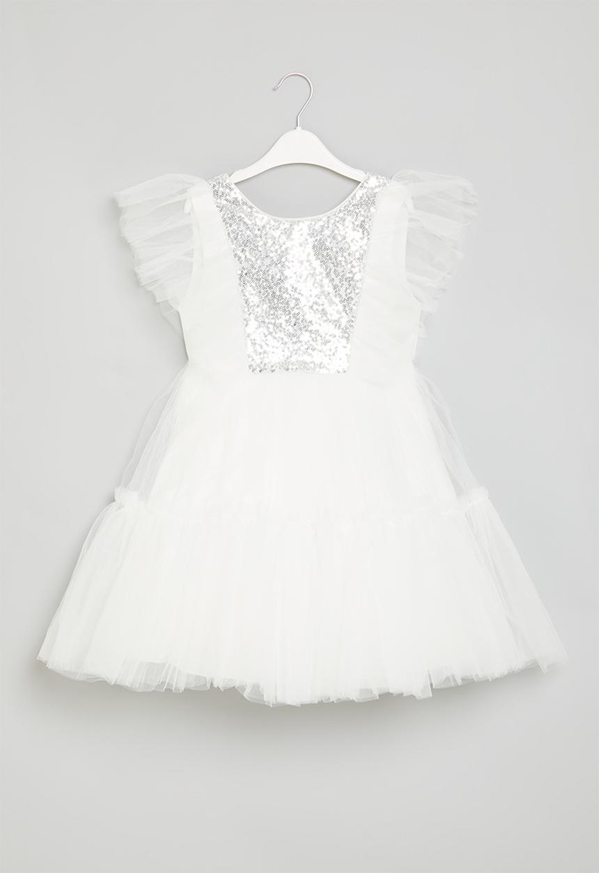 Pop Candy - Frilled sleeve tulle dress - white
