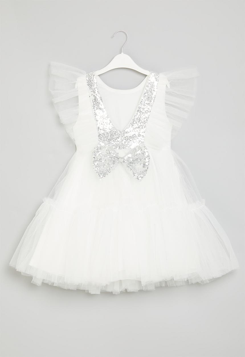 Pop Candy - Frilled sleeve tulle dress - white