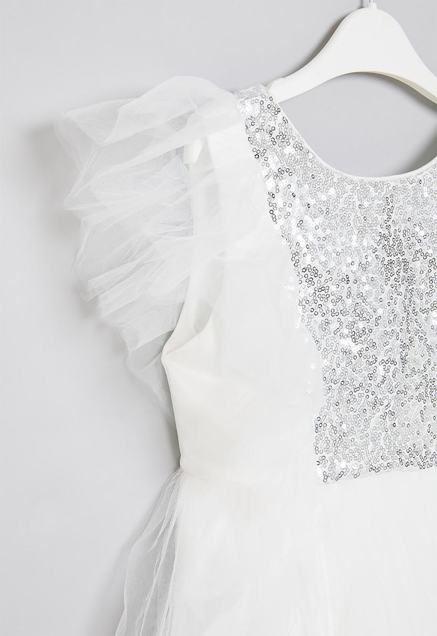 Pop Candy - Frilled sleeve tulle dress - white