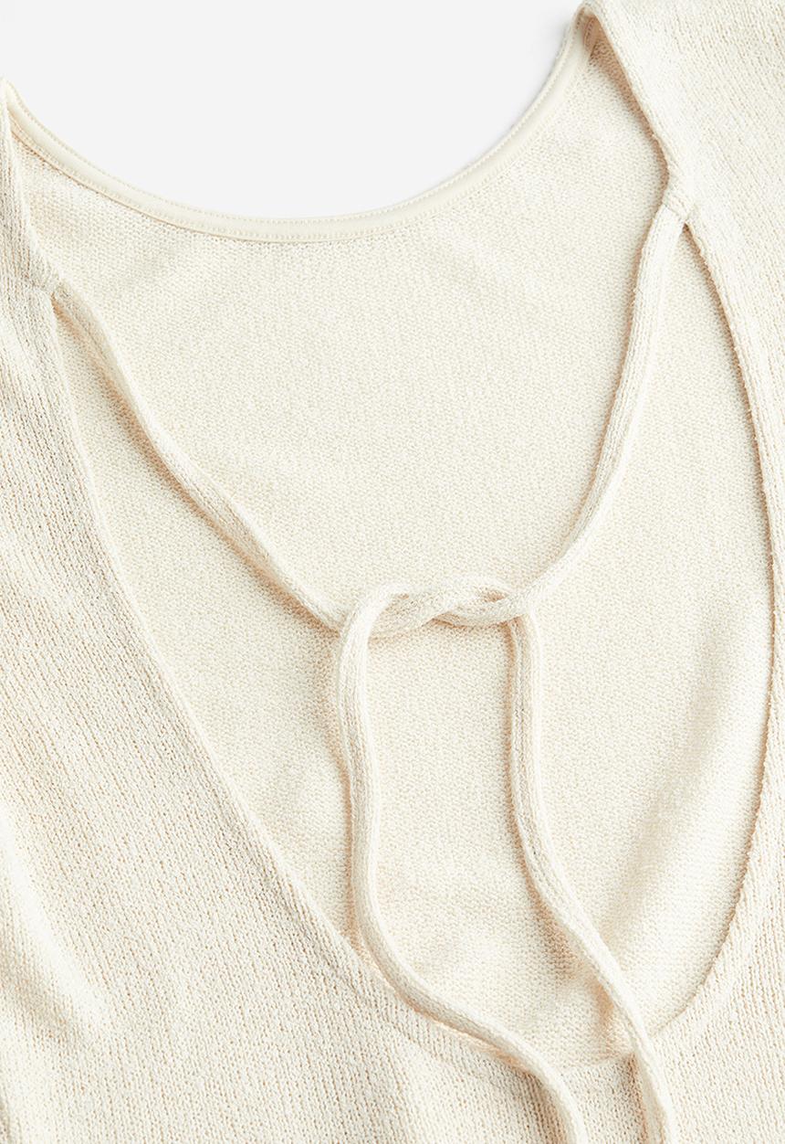 H&M - Tie-detail knitted dress - beige