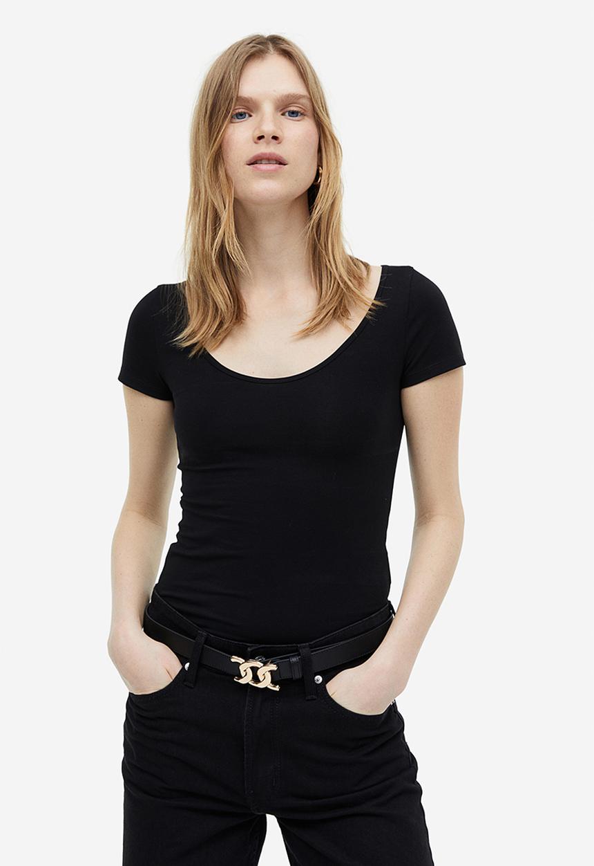 H&M - Fitted t-shirt - black