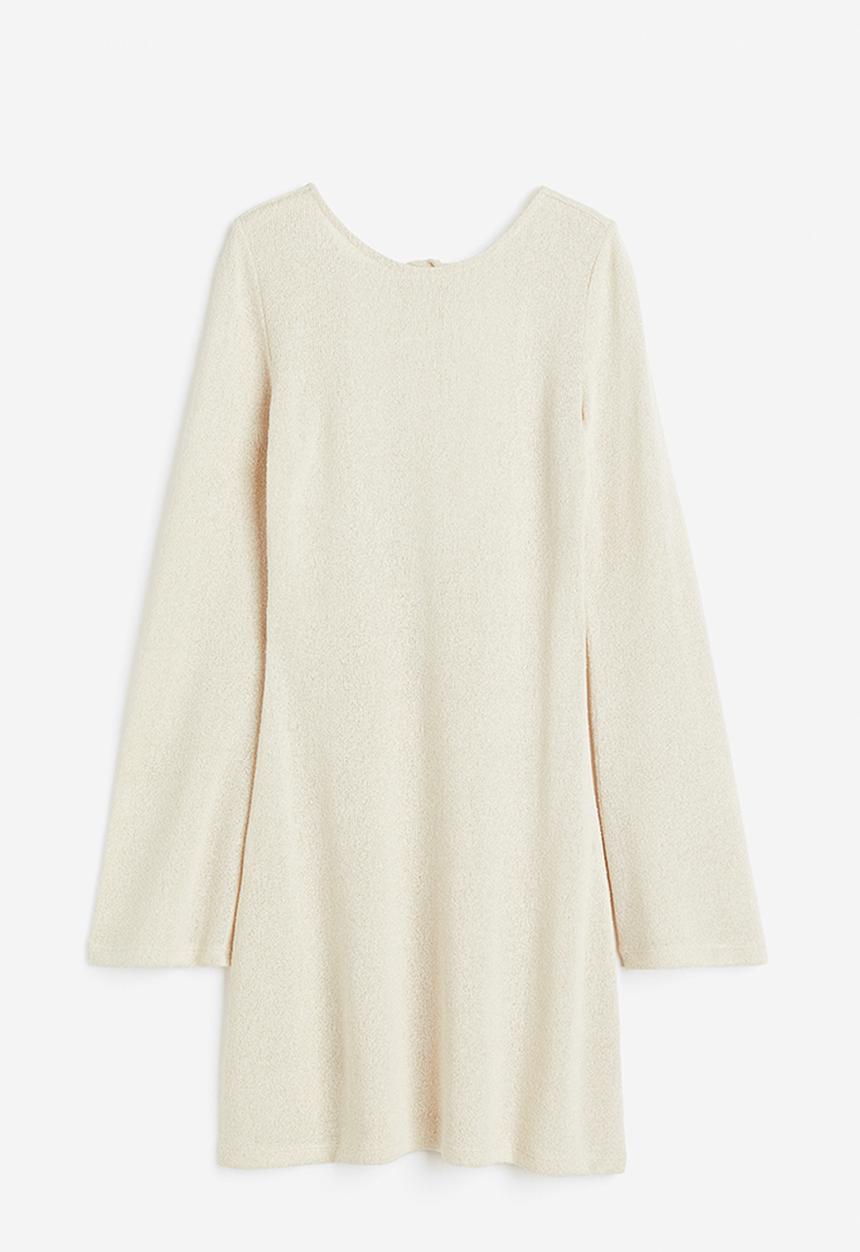 H&M - Tie-detail knitted dress - beige
