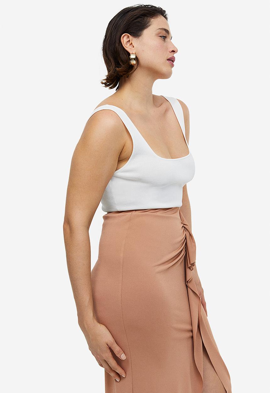 H&M - Gusset-panel jersey skirt - dark beige 