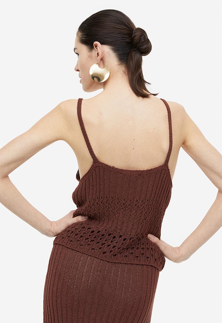H&M - Pointelle-knit vest top - brown