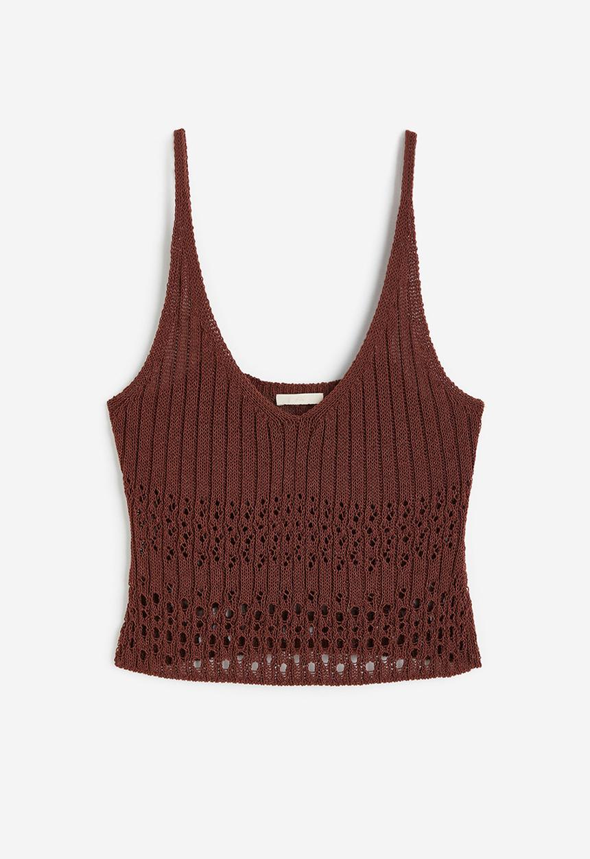 H&M - Pointelle-knit vest top - brown