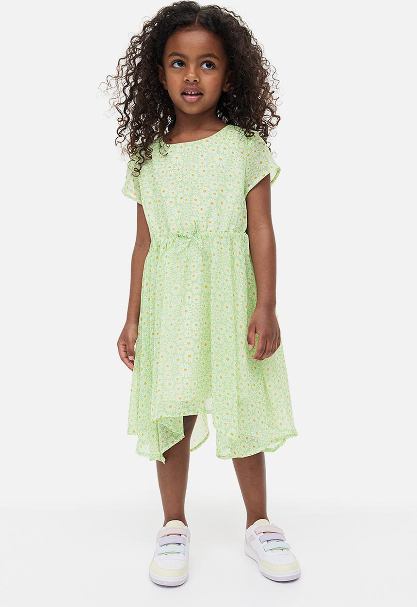 H&M - Chiffon dress - light green/daisies