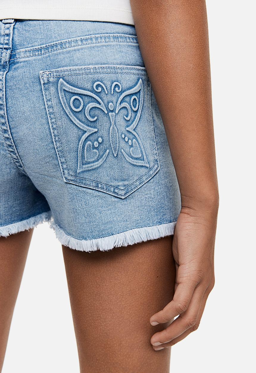 H&M - Denim shorts - light denim blue/butterfly
