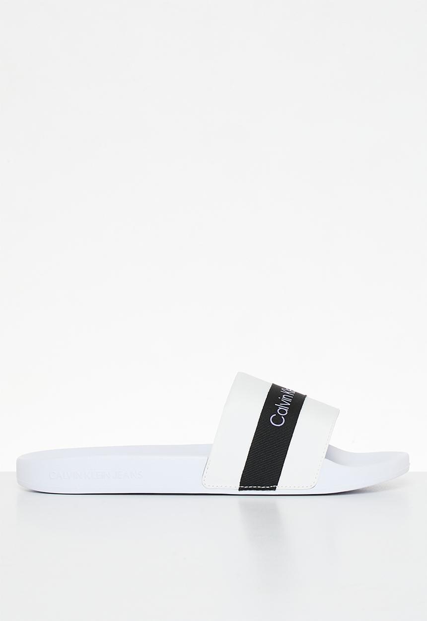 Calvin Klein - Slide printed logo web - bright white/black