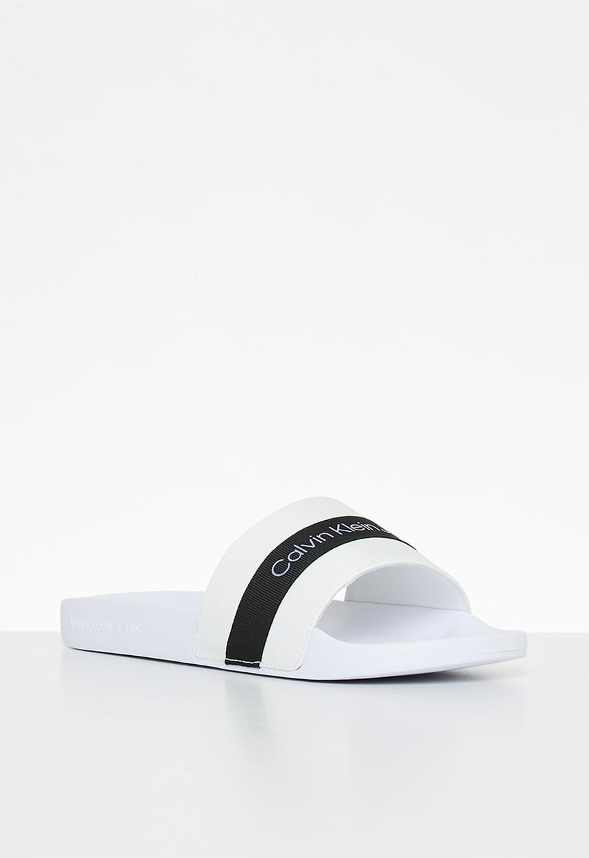 Calvin Klein - Slide printed logo web - bright white/black
