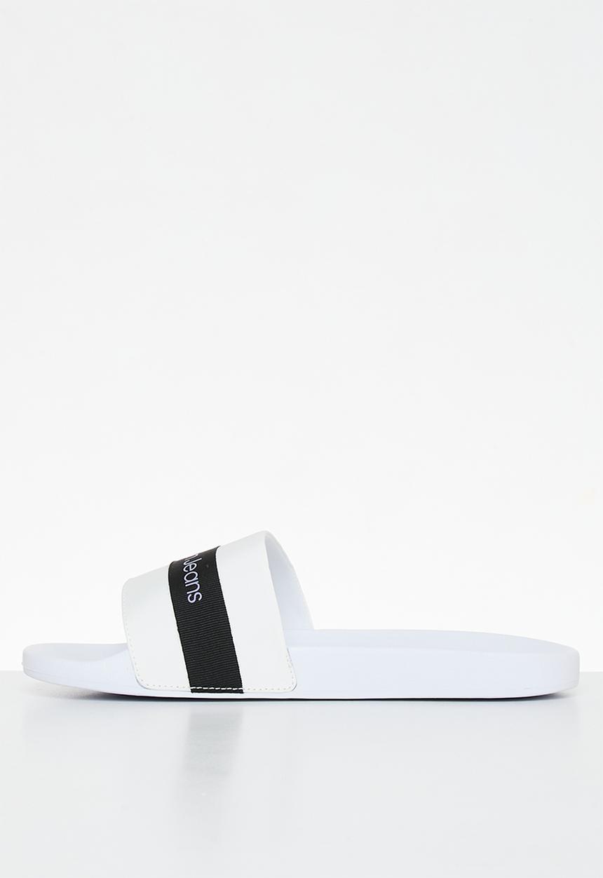 Calvin Klein - Slide printed logo web - bright white/black