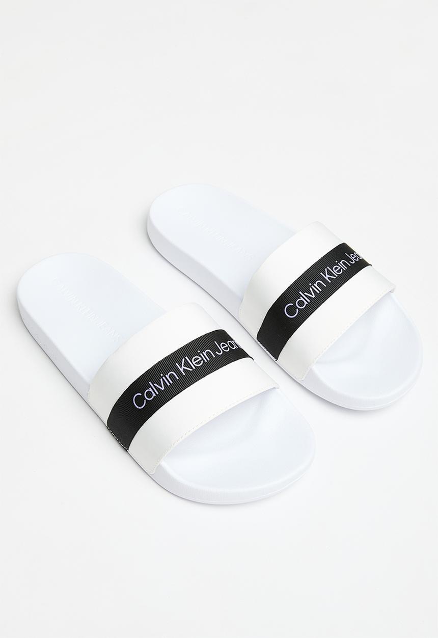 Calvin Klein - Slide printed logo web - bright white/black