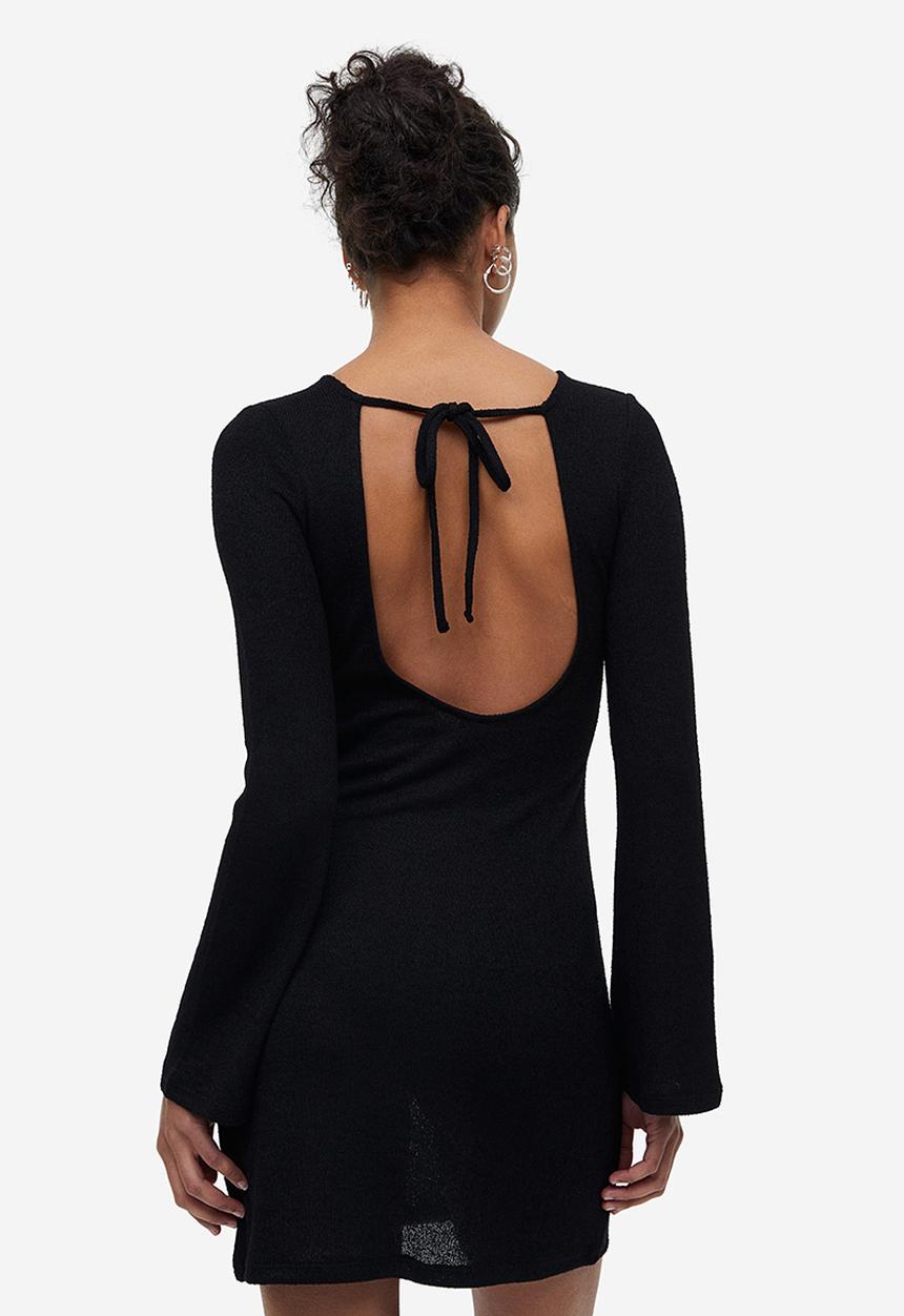 H&M - Tie-detail knitted dress - black
