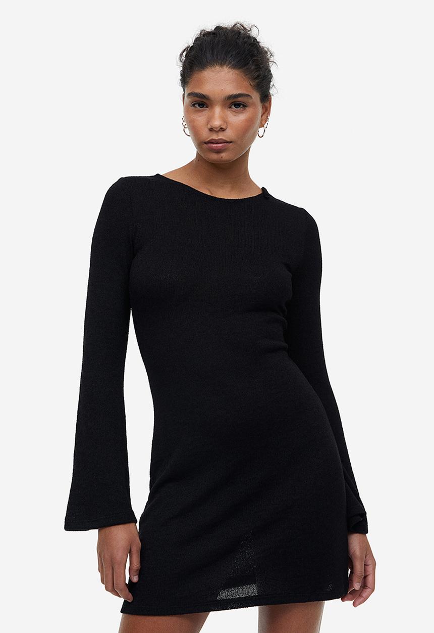 H&M - Tie-detail knitted dress - black