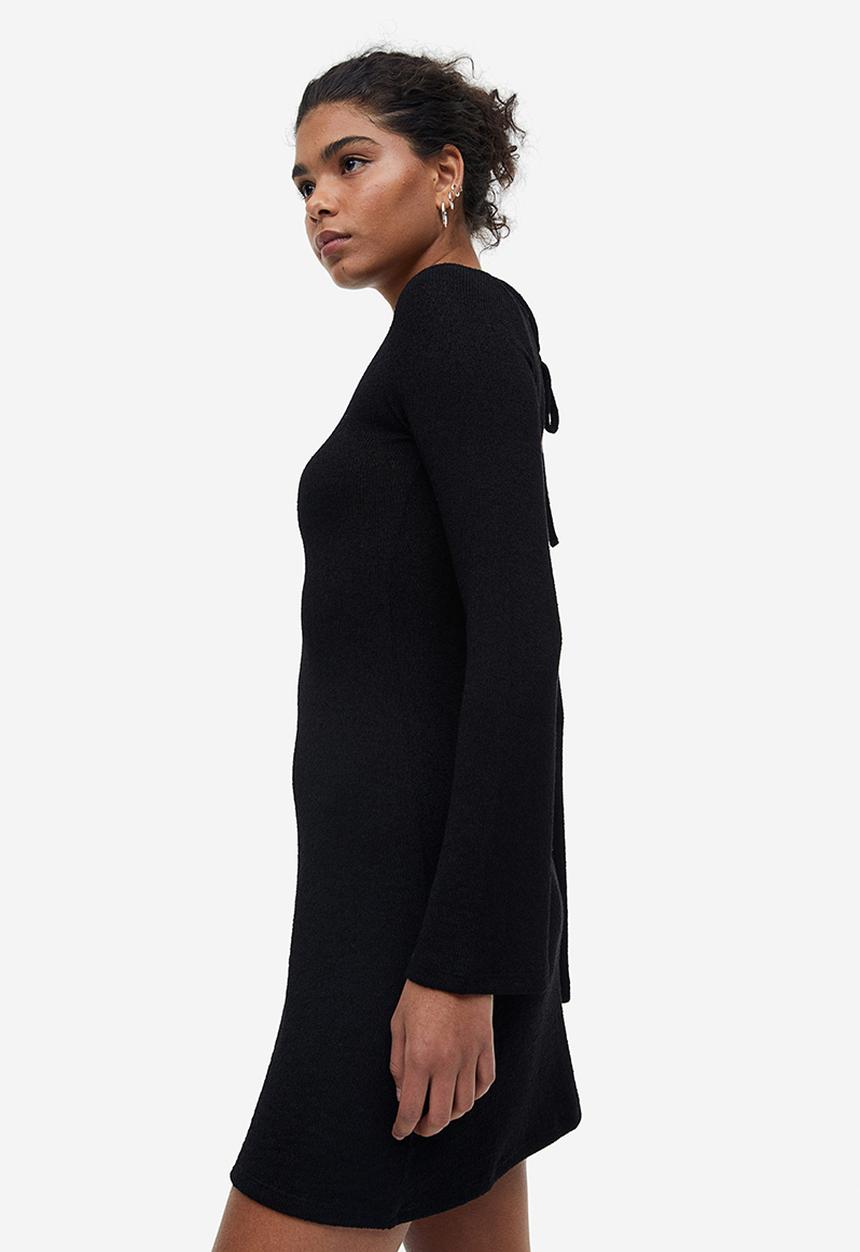 H&M - Tie-detail knitted dress - black