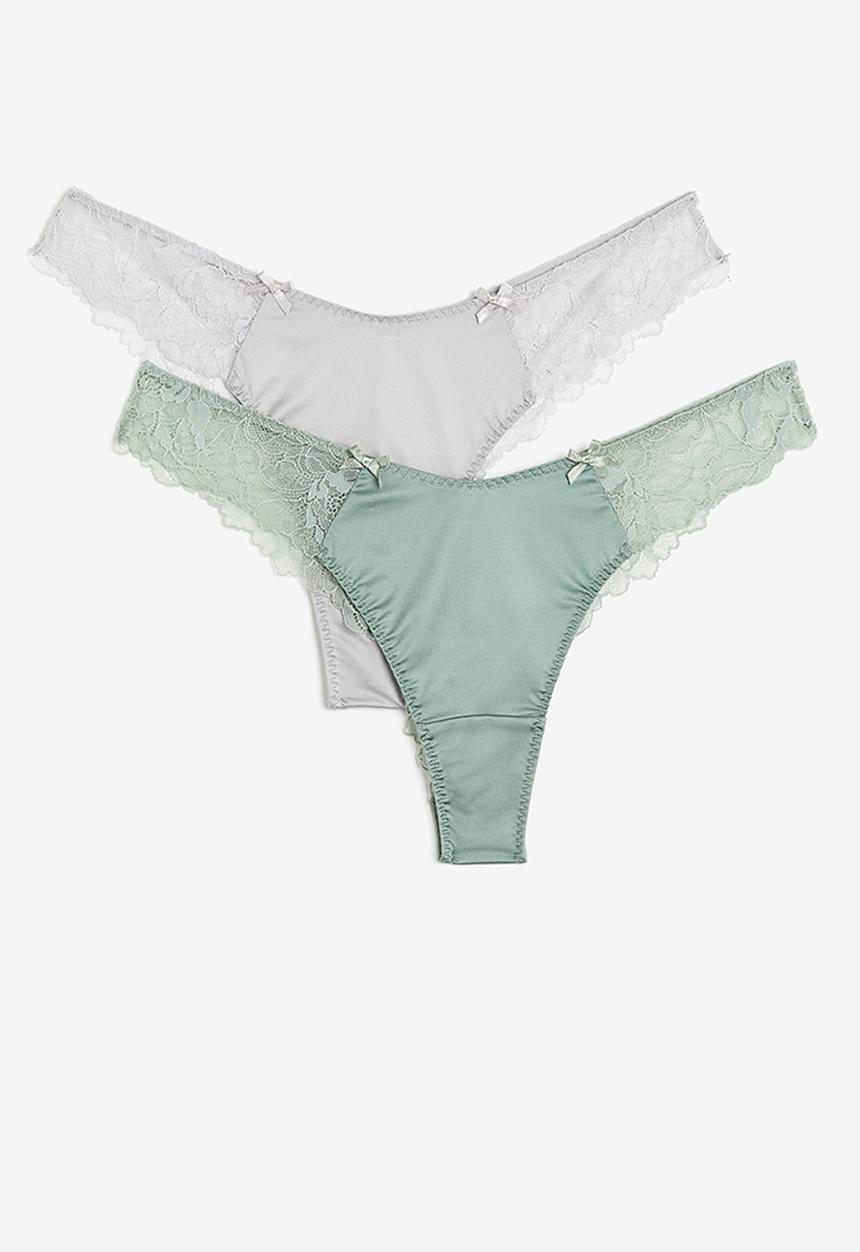 H&M - 2-pack brazilian briefs - green & grey