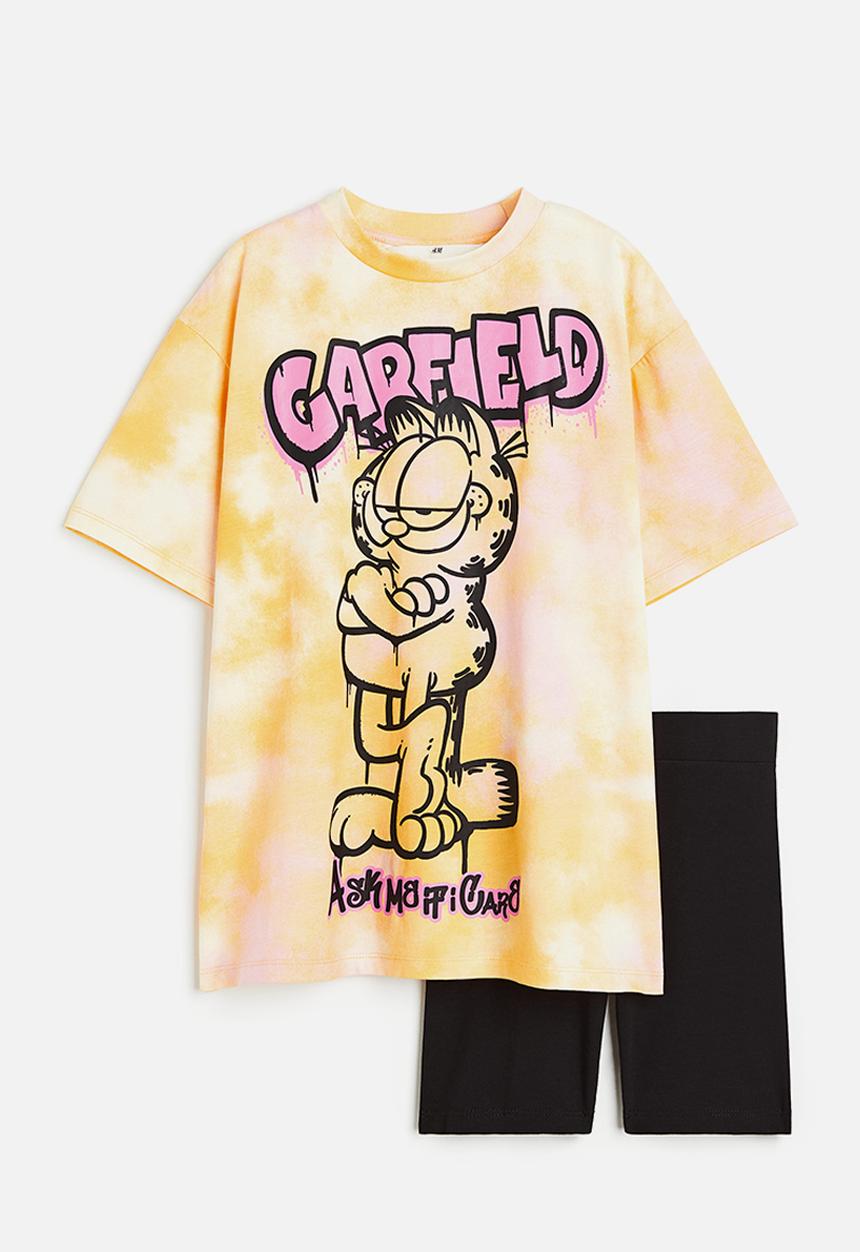 H&M - 2-piece printed set - light orange/garfield