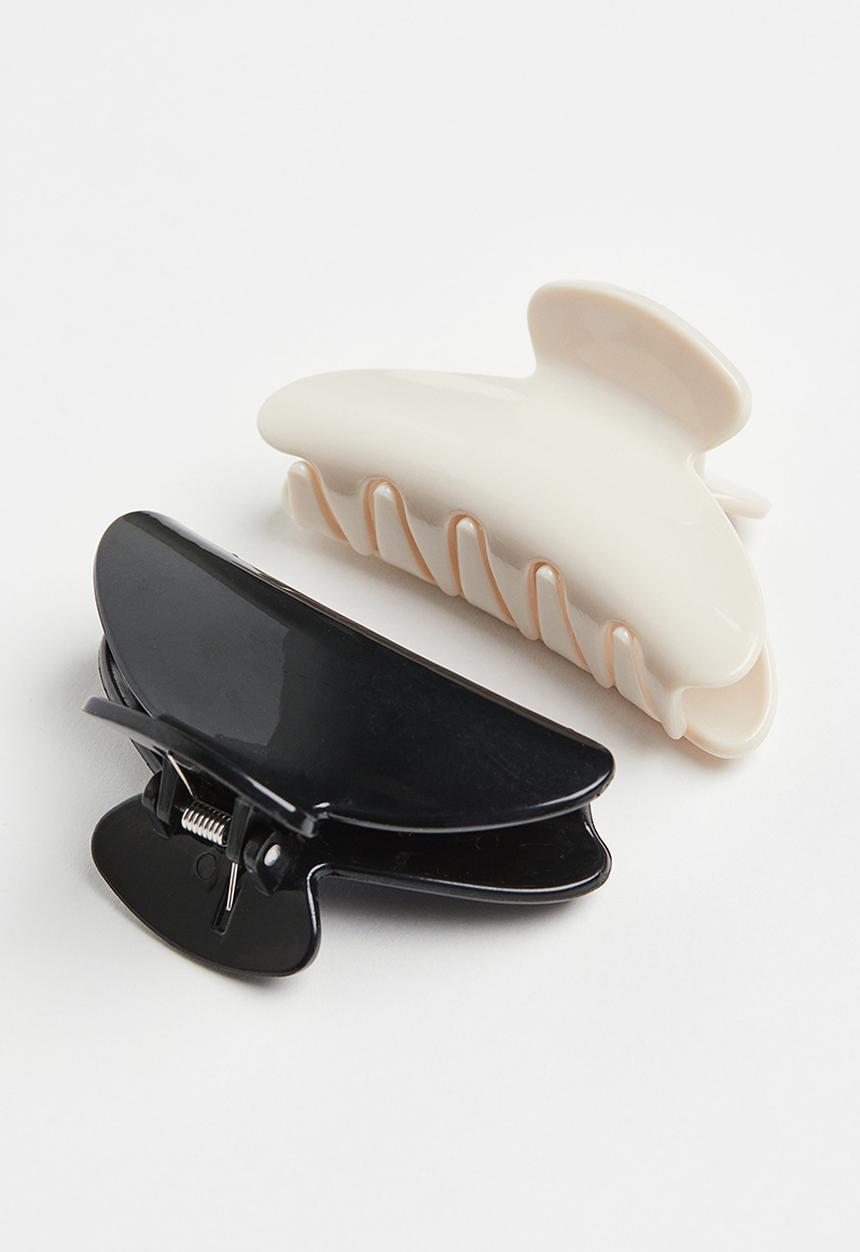 H&M - 2-Pack hair claws - black & light beige