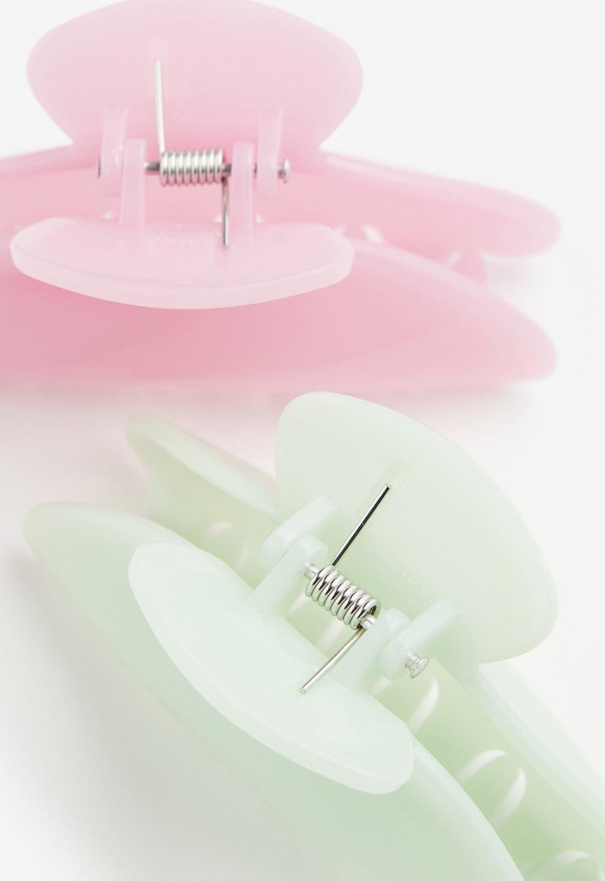 H&M - 2-Pack hair claws - pink & green