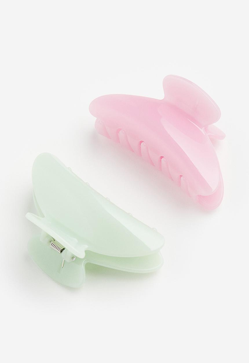 H&M - 2-Pack hair claws - pink & green