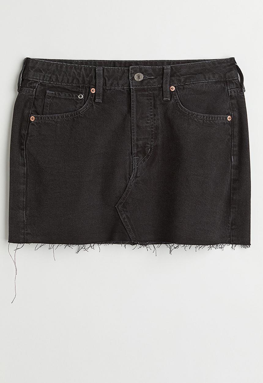 H&M - Low waist denim skirt - black