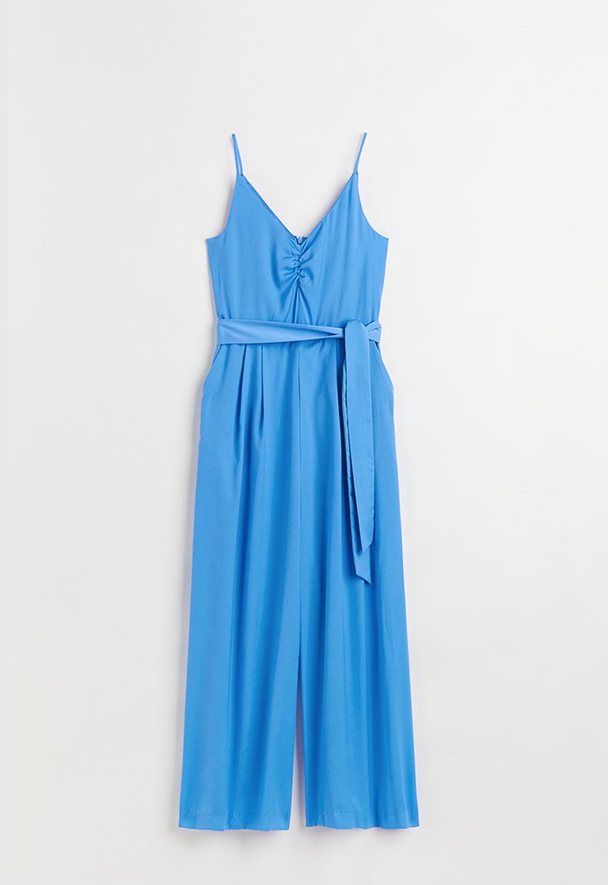 H&M - V-neck satin jumpsuit - bright blue
