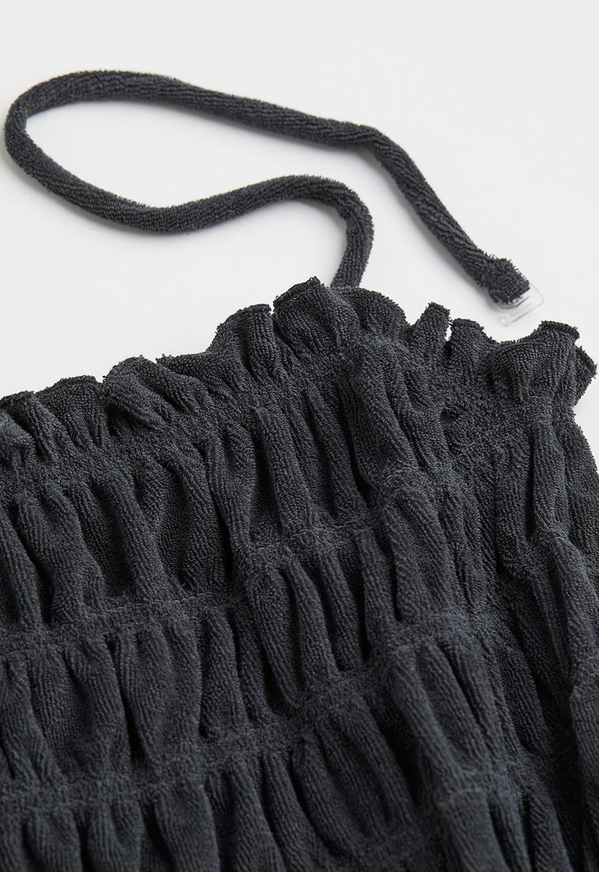 H&M - Smocked terry top - black