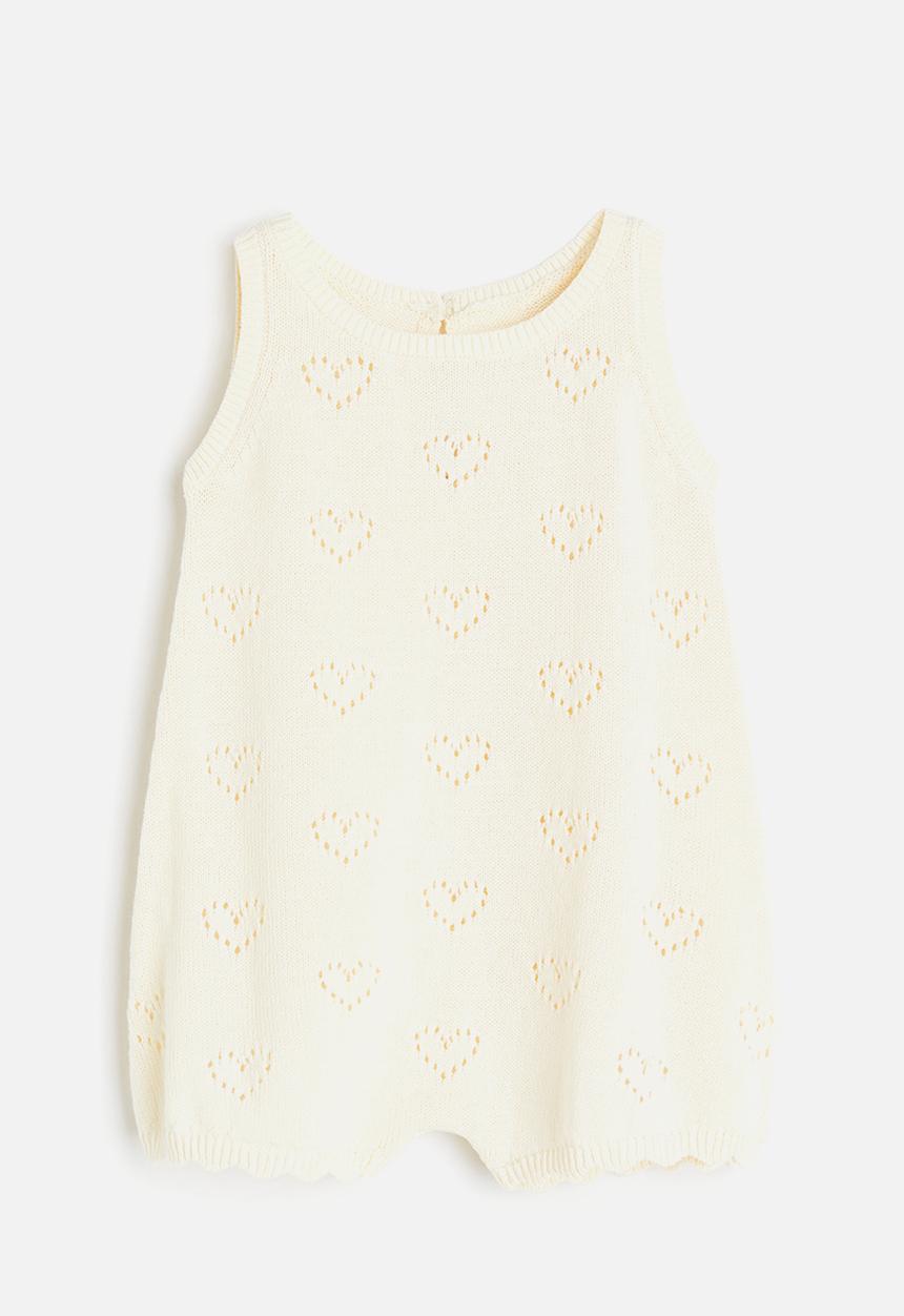 H&M - Pointelle-knit romper suit - white