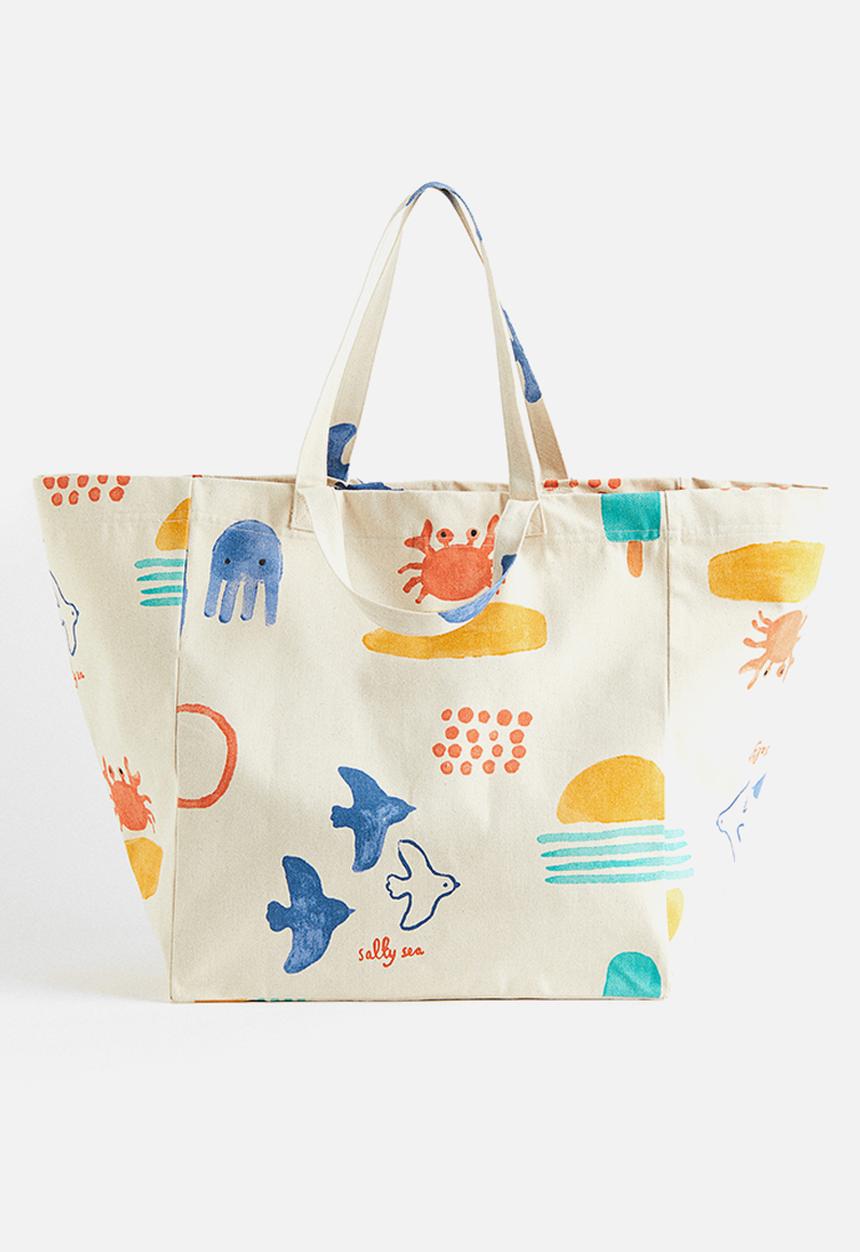 H&M - Patterned beach bag - natural white