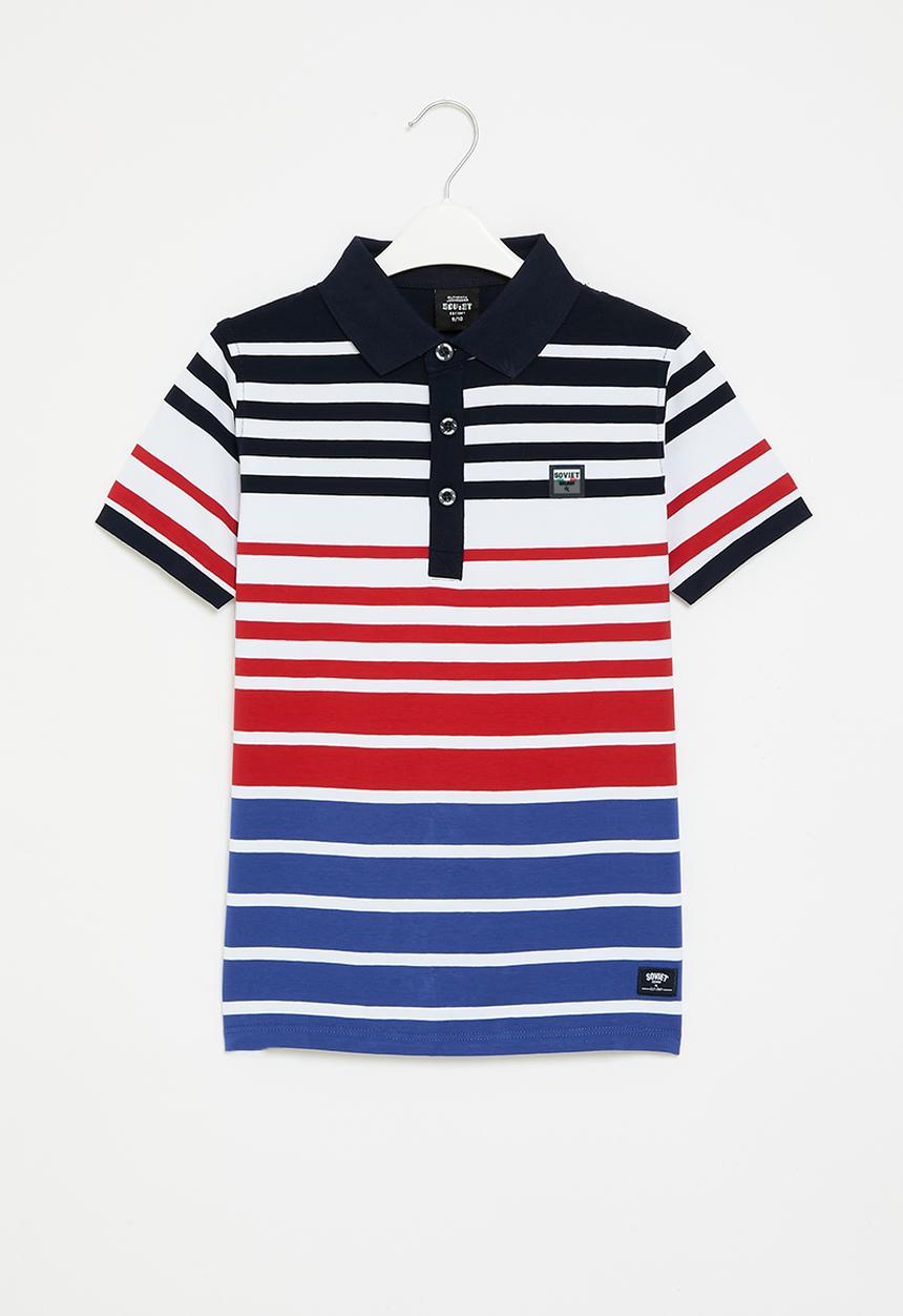 SOVIET - Boys y/dye stripe golfer - navy