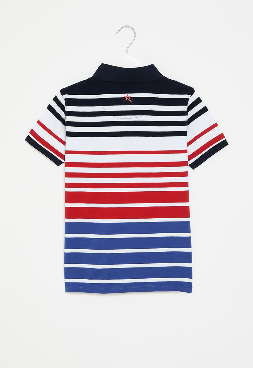 SOVIET - Boys y/dye stripe golfer - navy