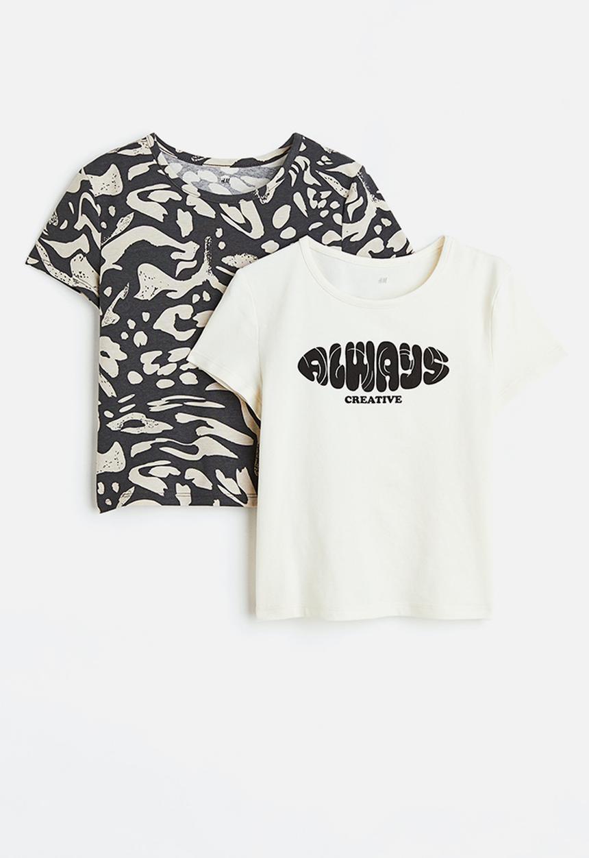 H&M - 2-pack t-shirts - black & white 