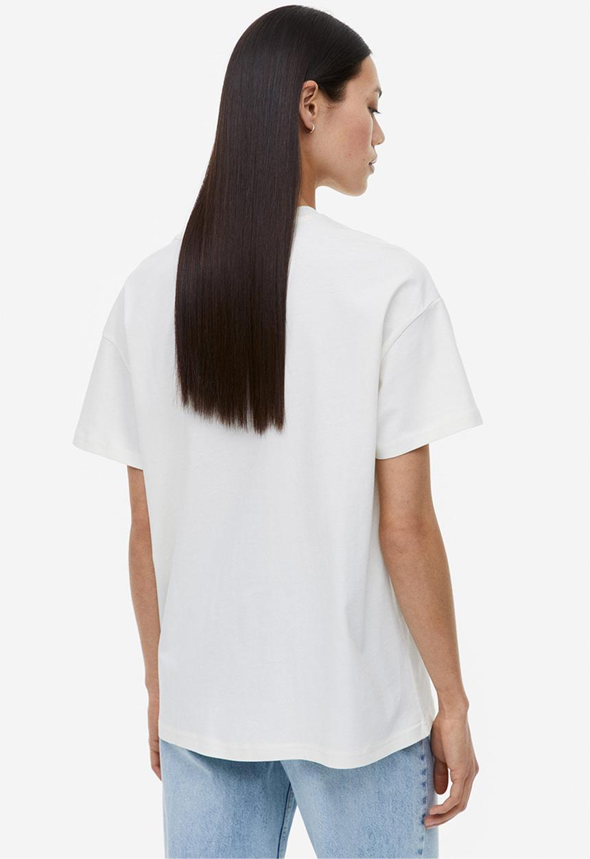 H&M - Oversized printed T-shirt - cream barbie