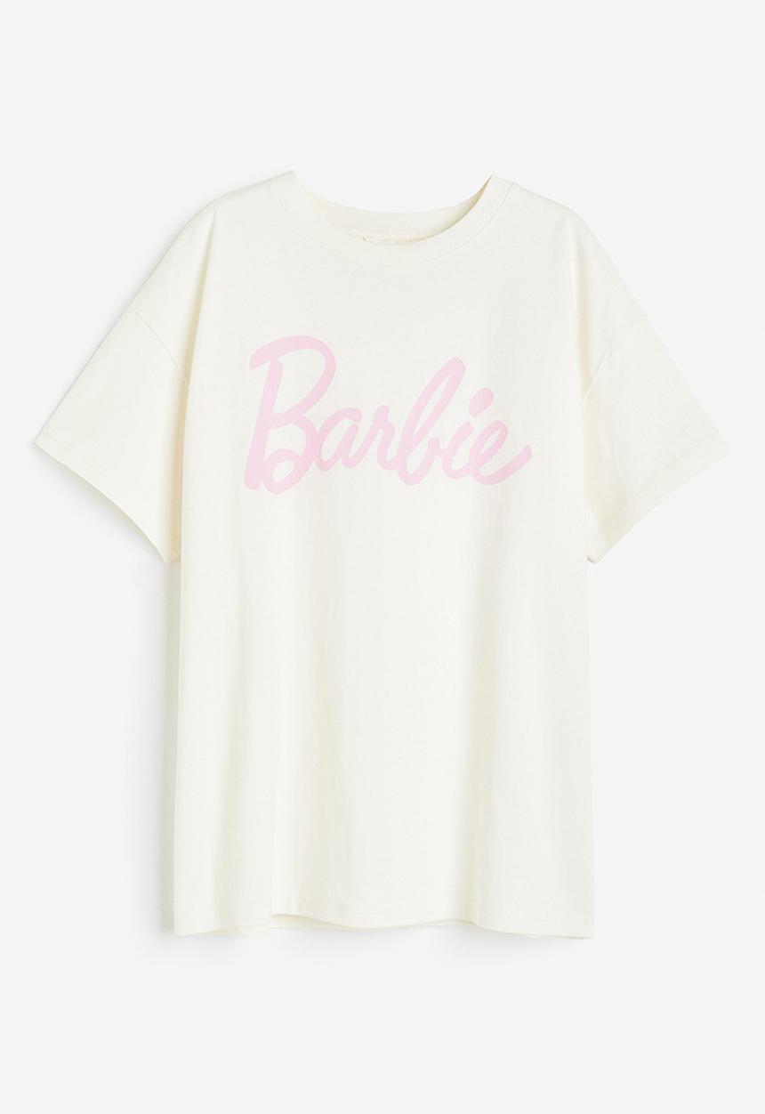 H&M - Oversized printed T-shirt - cream barbie